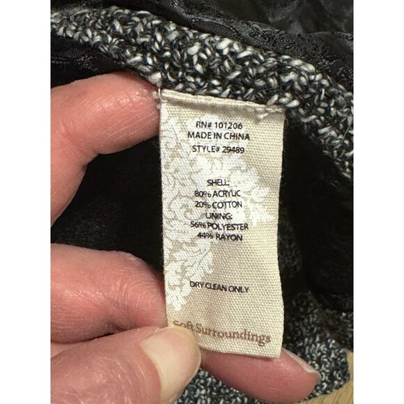 Soft Surroundings St. James Blazer Jacket Open Front Tweed Pockets Size Large - Picture 6 of 14